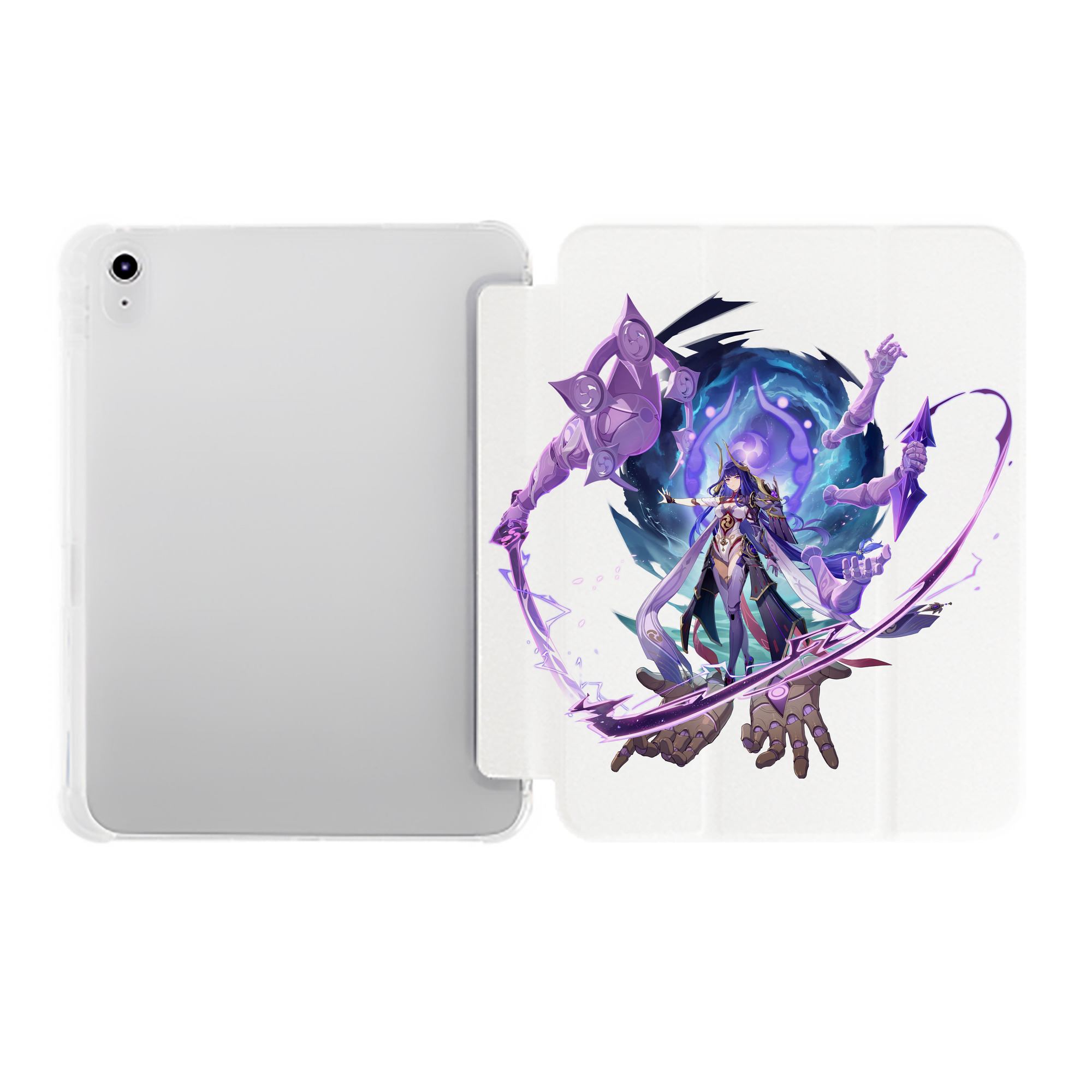げんし神 雷電将軍 らいでんしょうぐん genshin Raiden Shogun IPad ケース ペン収納付き 三つ折りスタンド PUレザー×シリコン 対応機種9.5/10.5/10.9インチ